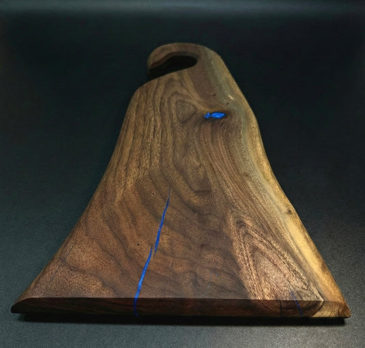 Black Walnut Charcuterie Board With Blue Epoxy Fill