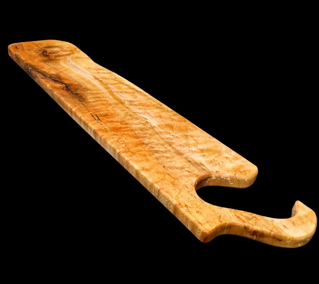 Birdseye maple ‘saw handle’ charcuterie/serving/cutting board.