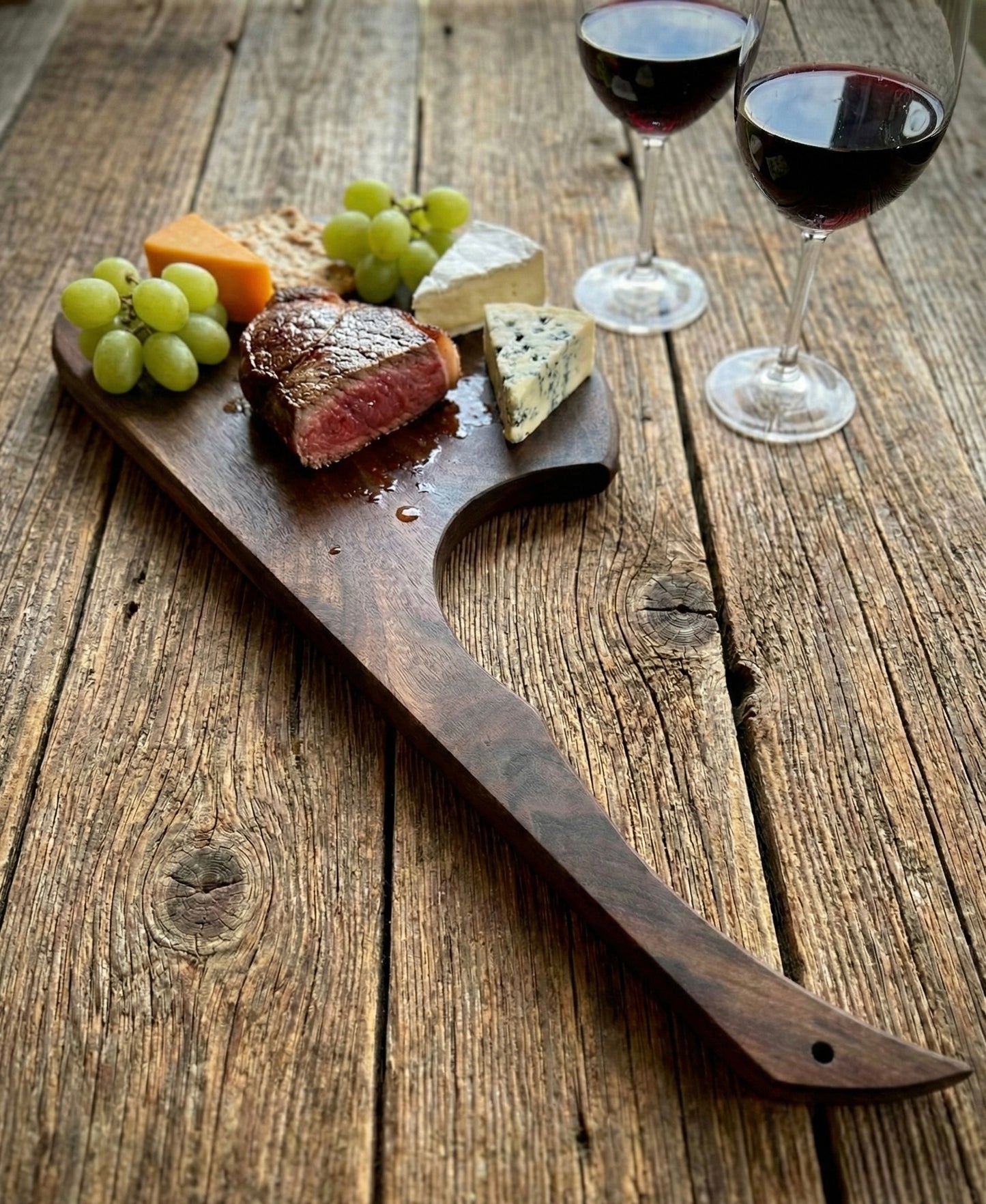 Axe Shaped, Black Walnut Charcuterie/Serving/Cutting board.