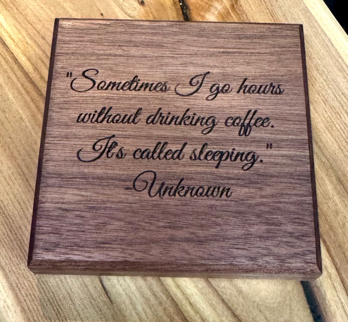 Engraved, Coffee Lovers, Black Walnut Coaster