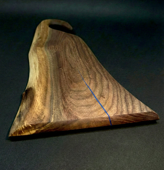 Black Walnut Charcuterie Board With Blue Epoxy Fill
