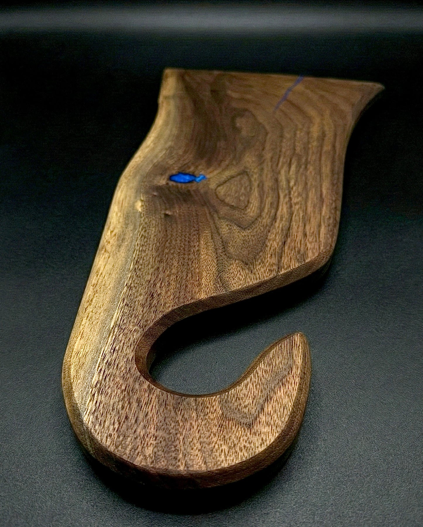 Black Walnut Charcuterie Board With Blue Epoxy Fill