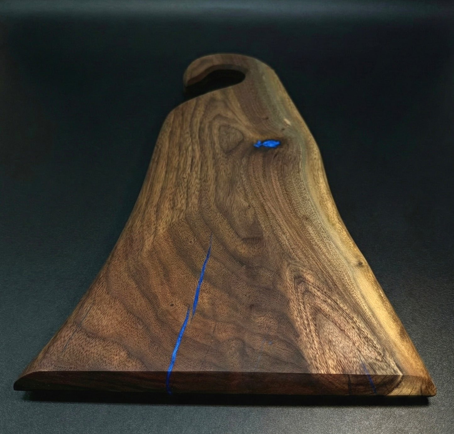 Black Walnut Charcuterie Board With Blue Epoxy Fill